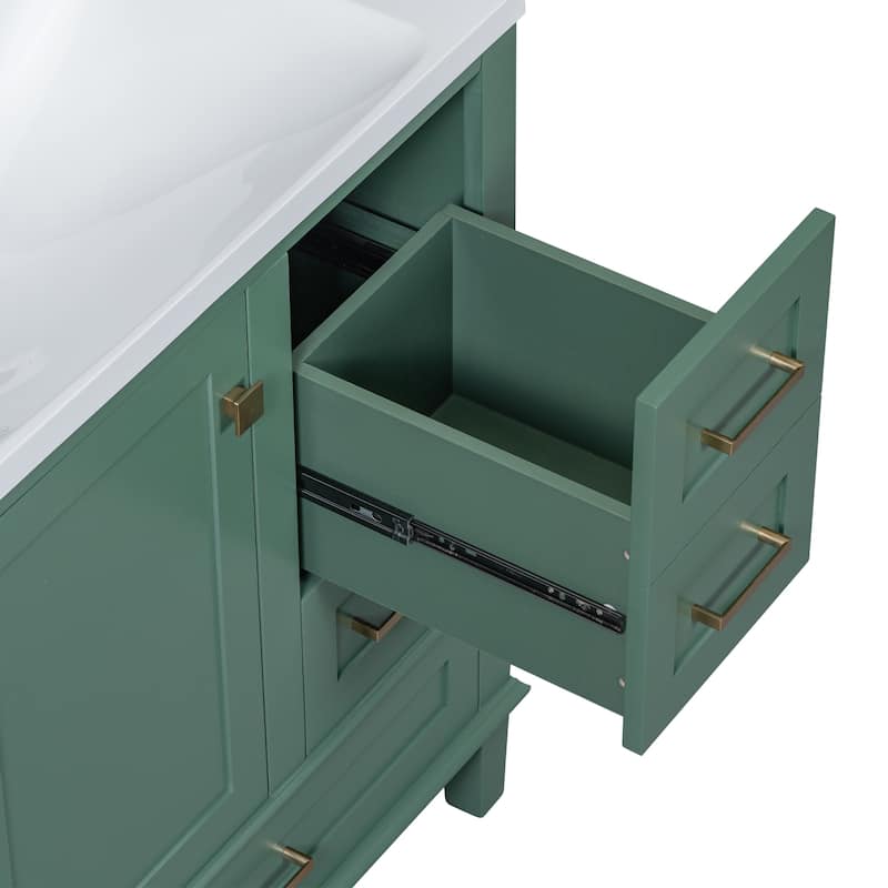 GDFStudio - Iris Wood & Ceramic Modern 30" Bathroom Vanity with Sink, Soft-Close Door & 3 Drawers