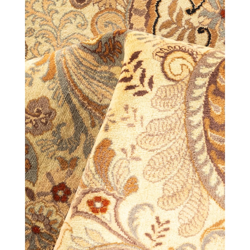 Overton Handknotted Wool Traditional Oriental Ivory Area Rug - 6' x 9'