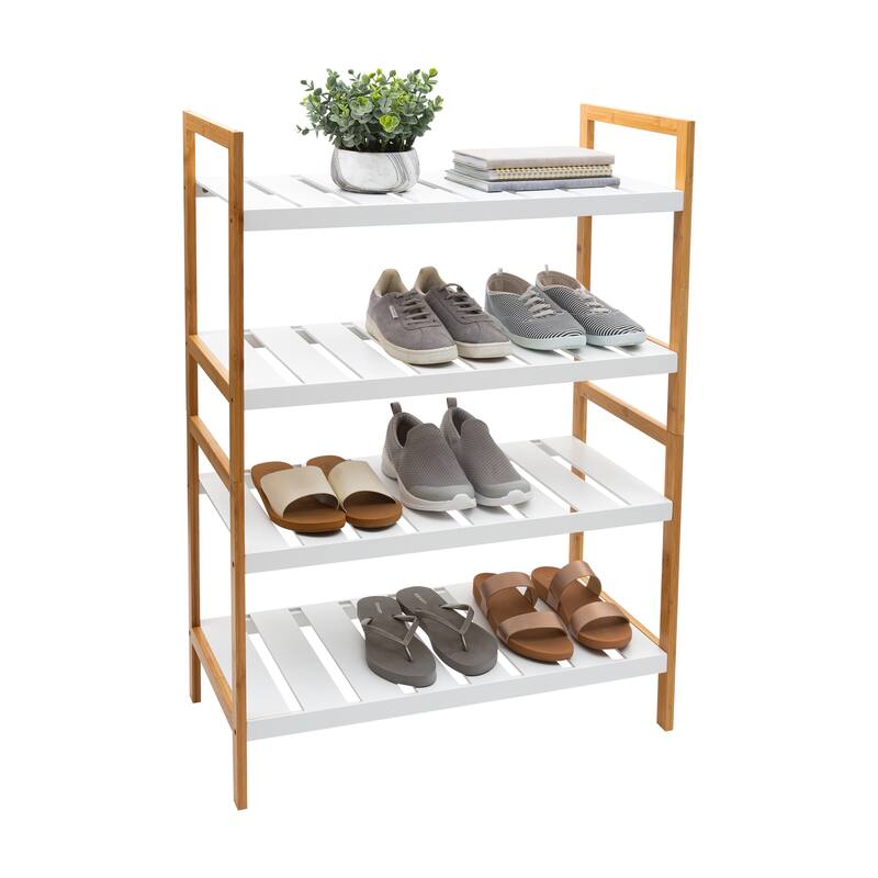 Organize It All 2 Pack Sonora Bamboo 2 Tier Stackable Shoe Rack - 27.48" x 12.01" x 18.5"
