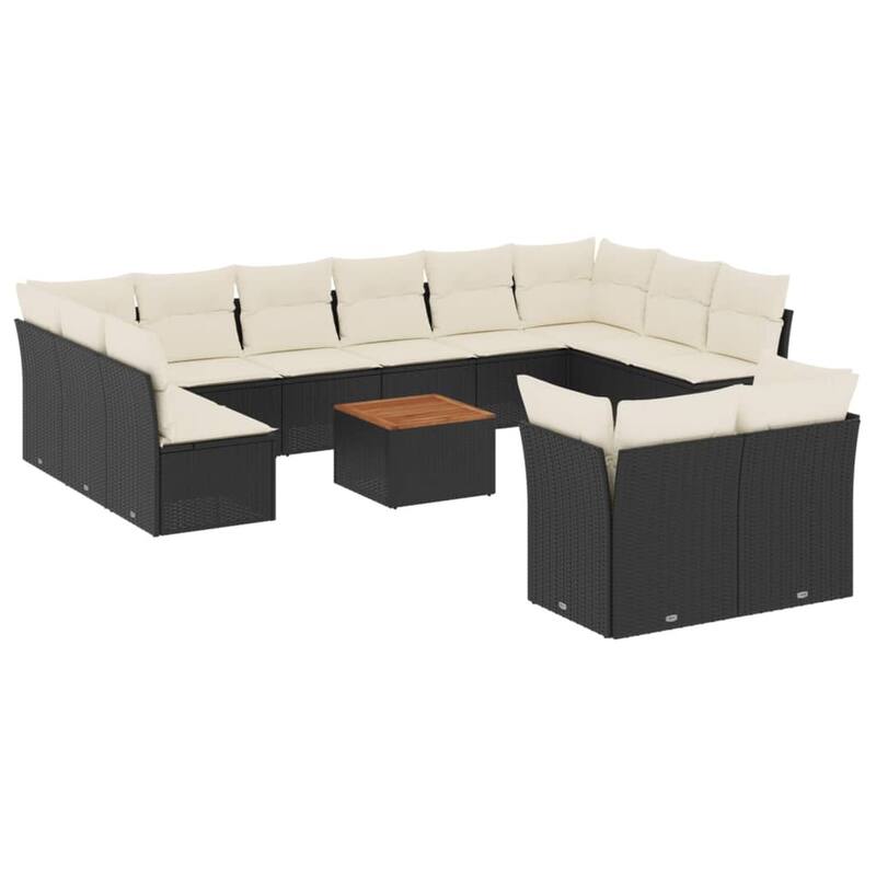 vidaXL Patio Sofa Set with Cushions Outdoor Furniture 13 Piece Poly Rattan - 24.4 x 24.4 x 27.2
