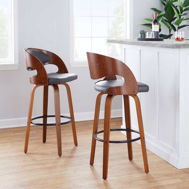 Carson Carrington Visby 30" Fixed-Height Bar Stool with Bent Wood Legs (Set of 2)
