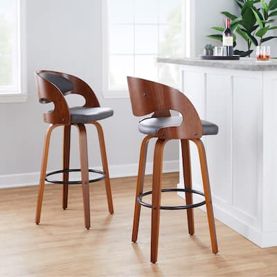 Carson Carrington Visby 30" Fixed-Height Bar Stool with Bent Wood Legs (Set of 2)
