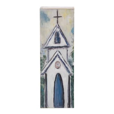 Transpac Wood Hand Painted Church Block Decor Home Decorations Spring