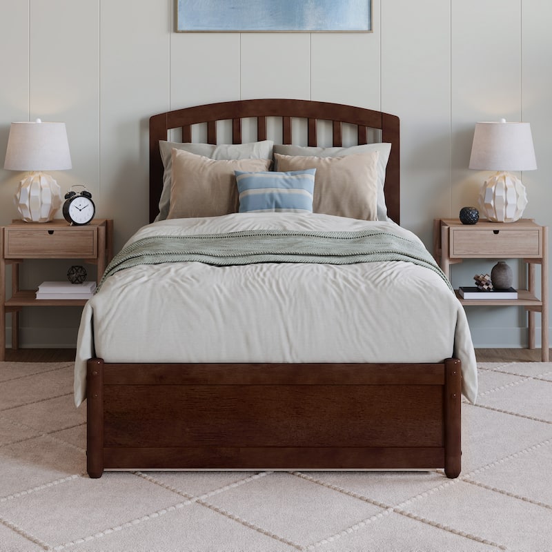 Lucia Platform Bed with Panel Footboard and Twin XL Trundle