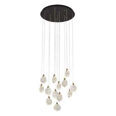 Artcraft Snowflake Chandelier - Matte Black with Satin Brass Accent