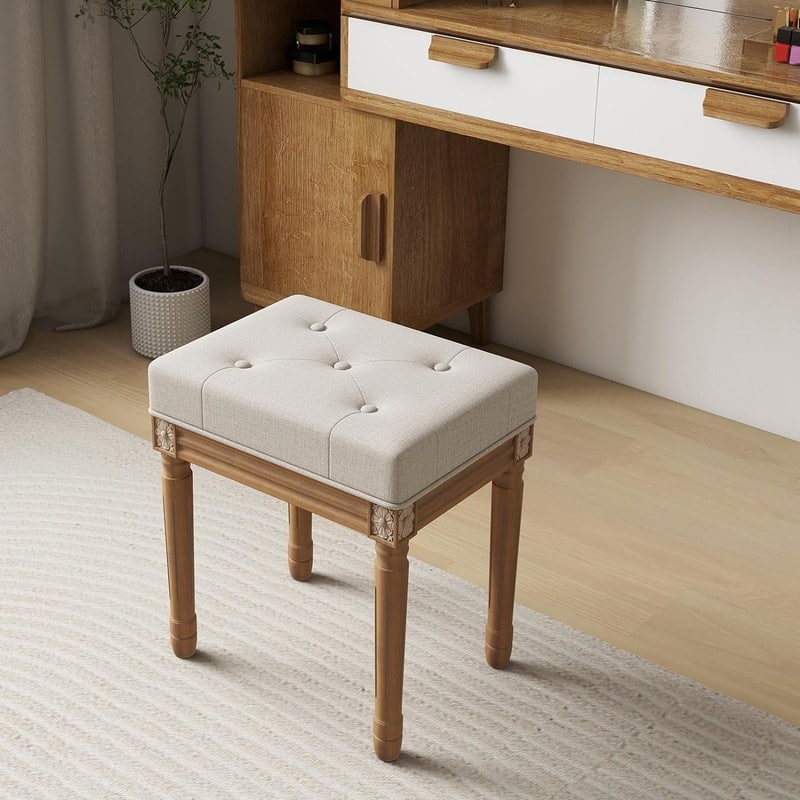 Home Vanity Stool Chair - Beige-vanity Stool