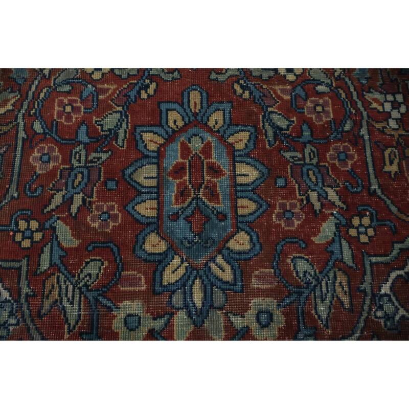Hand Knotted Oriental 100% Wool Carpet Traditional Floral Oranges & Rust Tabriz Area Rug - 17' 9'' X 12' 8''