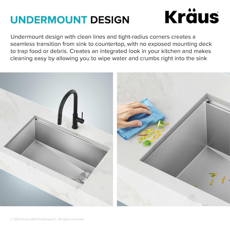 KRAUS Kore Workstation Undermount Stainless Steel Kitchen Sink