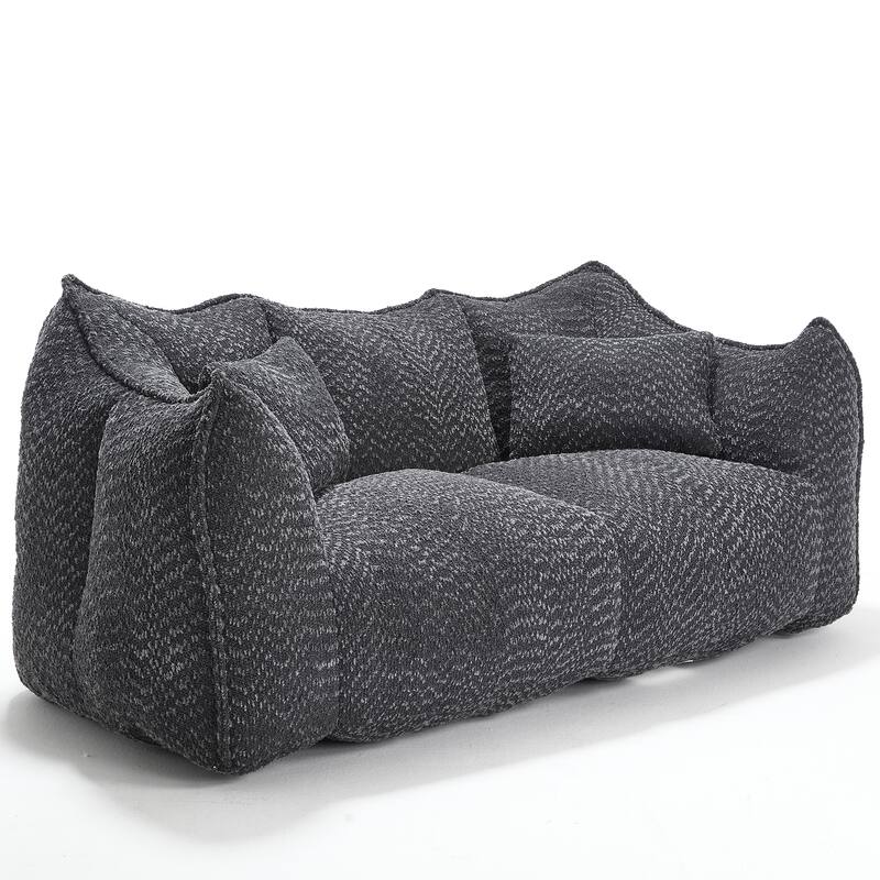 73.2" Chenille Oversized Beanbag Sofa Chair with High-Resilience Foam, Armrests and Handles