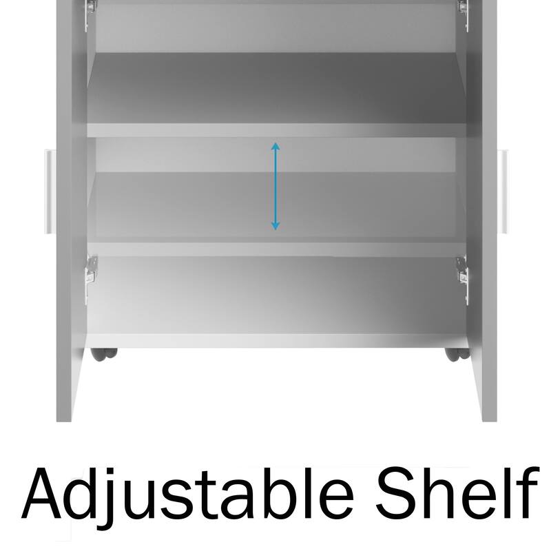 Microwave Stand with Drawer Rolling Storage with Doors and Locking Wheels by Lavish