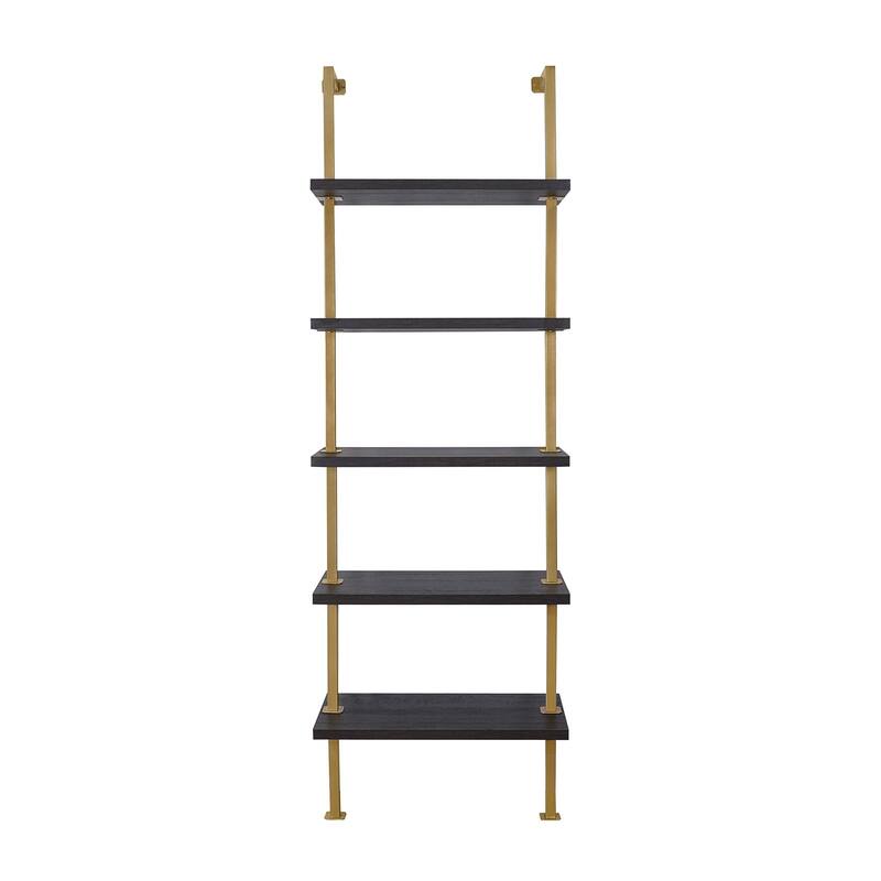 Nathan James Theo 5-Shelf Ladder Bookcase Wood with Metal Frame