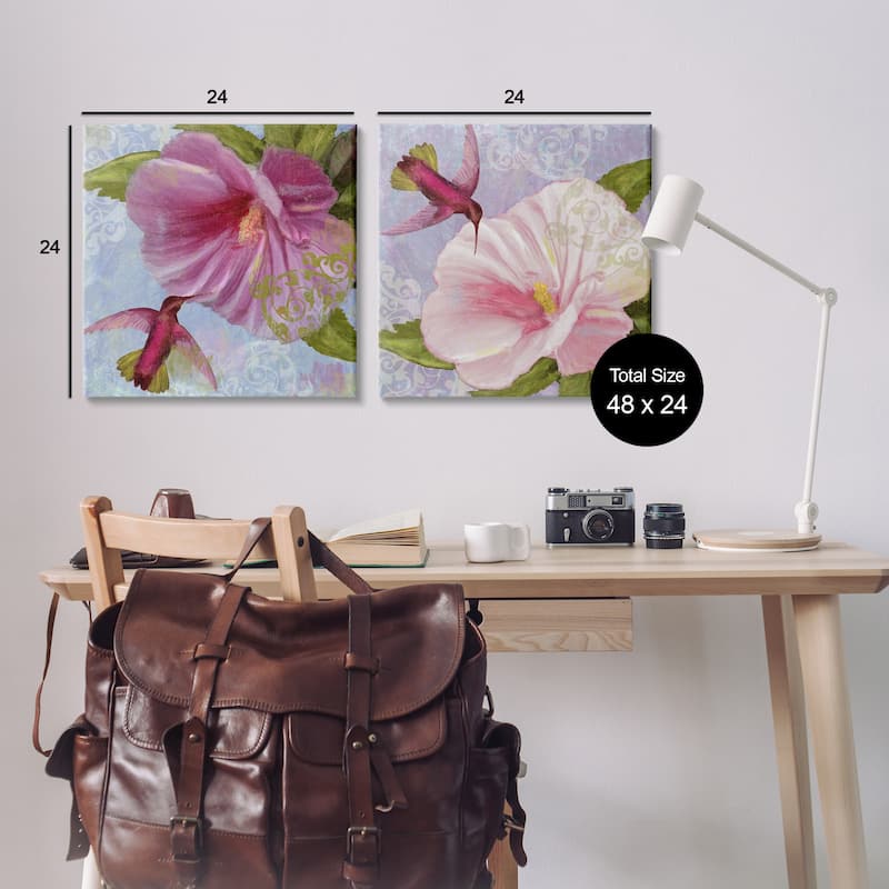 Stupell Hummingbirds & Poppy Bulbs Canvas Wall Art Design By Sasha (Set of 2)