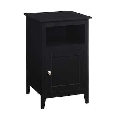 Storage Cabinet End Table with Shelf and Magnetic Door, MDF Construction, Transitional Accent Side Table for Living Room Use