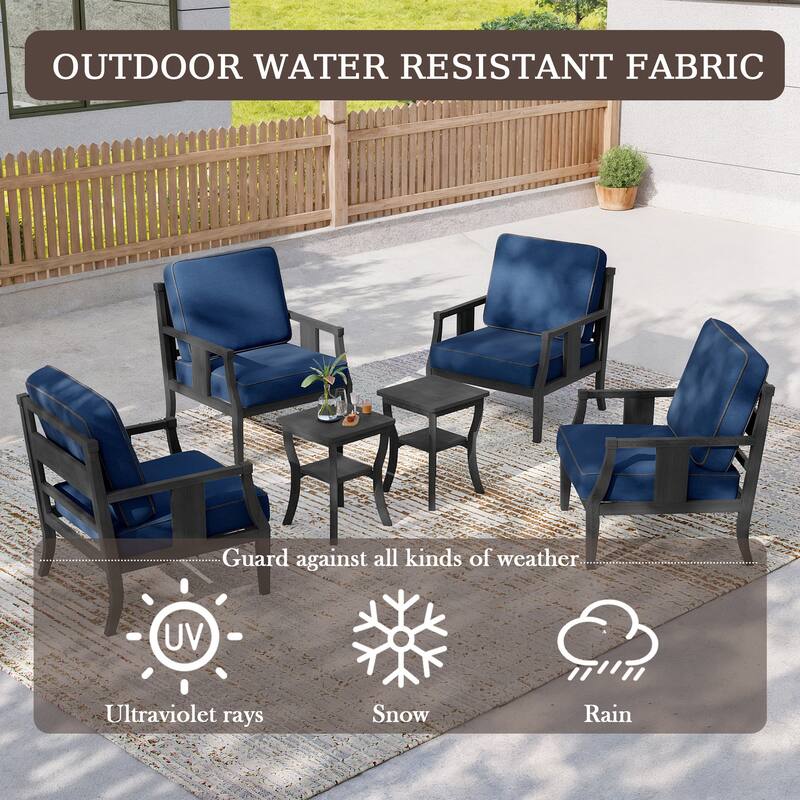 6-piece Outdoor Teak Seating Set Club Chairs with Cushions