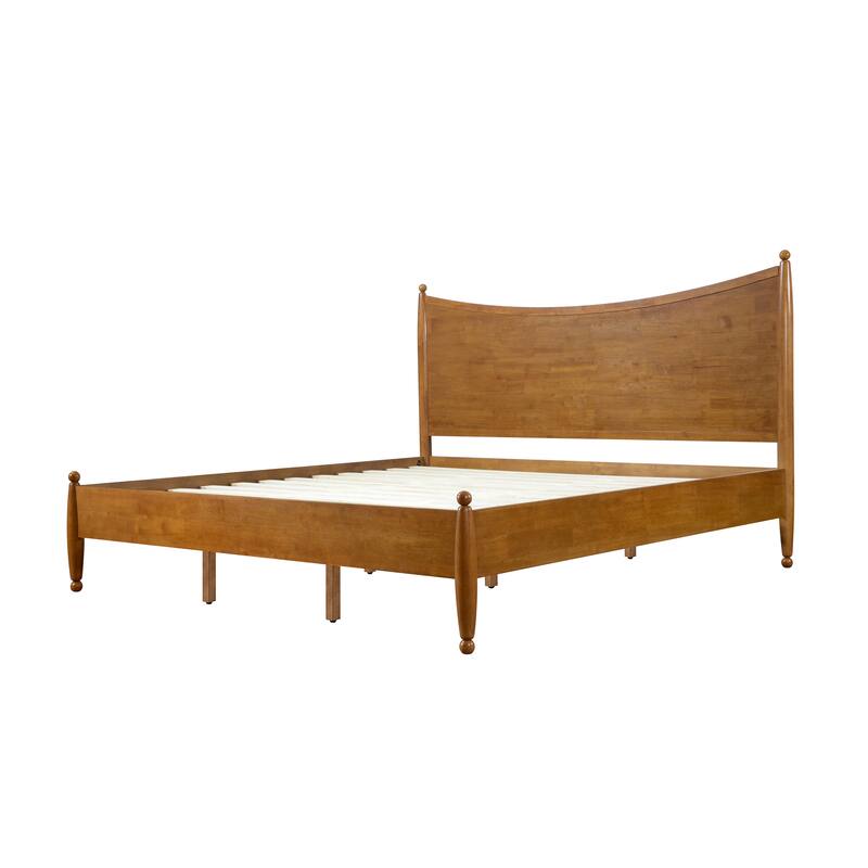 Christopher Knight Home - Classic Transitional Wooden Platform Bed with Curved Headboard