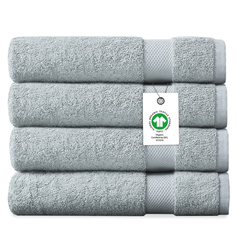 Delara Organic Cotton Luxuriously Plush Bath Sheet Pack of 4 |GOTS & OEKO-TEX Certified |650 GSM Long Staple | Quick Dry & Soft - Light Blue
