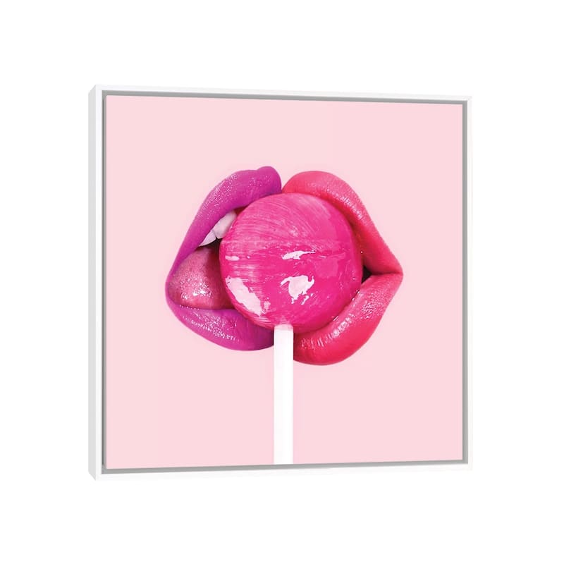 iCanvas "Lollipop Kiss" by Paul Fuentes Framed Canvas Print - 18x18 - White
