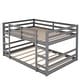 preview thumbnail 21 of 34, Wood Bunk Bed Kids Low Bunk Bed with Ladder Both Sides and Full-Length Safety Guardrail Solid Pine Wood Frame for Kids Bedroom