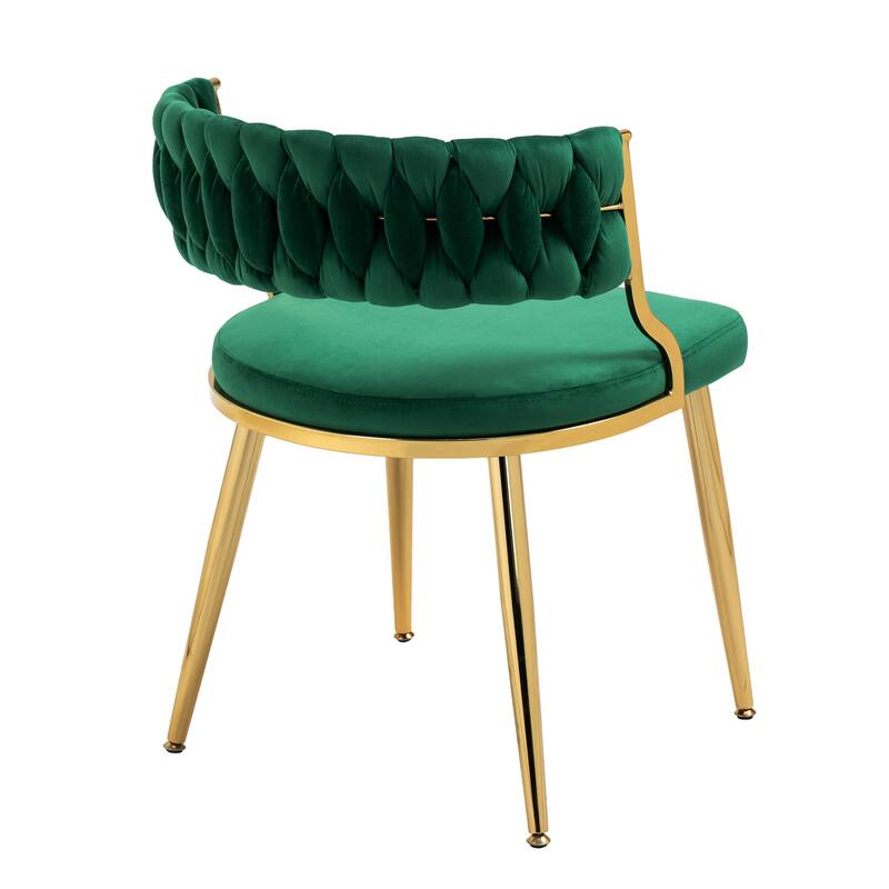 Set of 4 Velvet Dining Chair with Golden Metal Legs