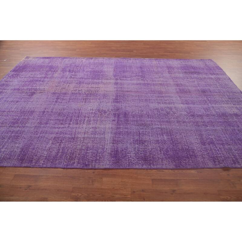 Over-Dyed Purple Anatolian Turkish Vintage Rug Handmade Wool Carpet - 6'10" x 10'0"