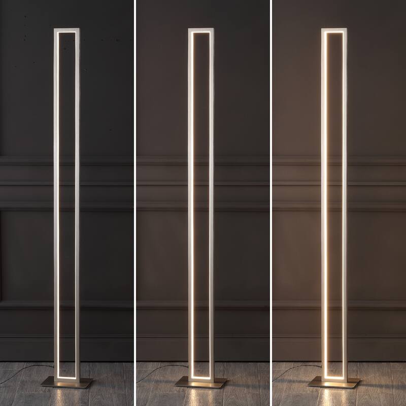 Suillius 59.5" Modern Minimalist Aluminum Integrated Tower LED Floor Lamp, Nickel by JONATHAN Y
