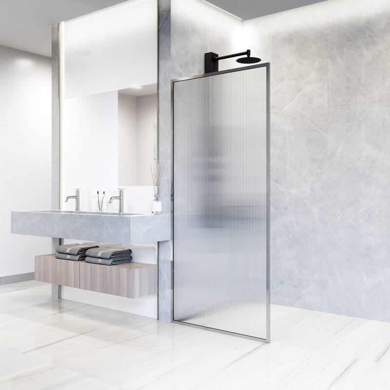 VIGO Meridian 34" W x 74" H Framed Fixed Shower Screen