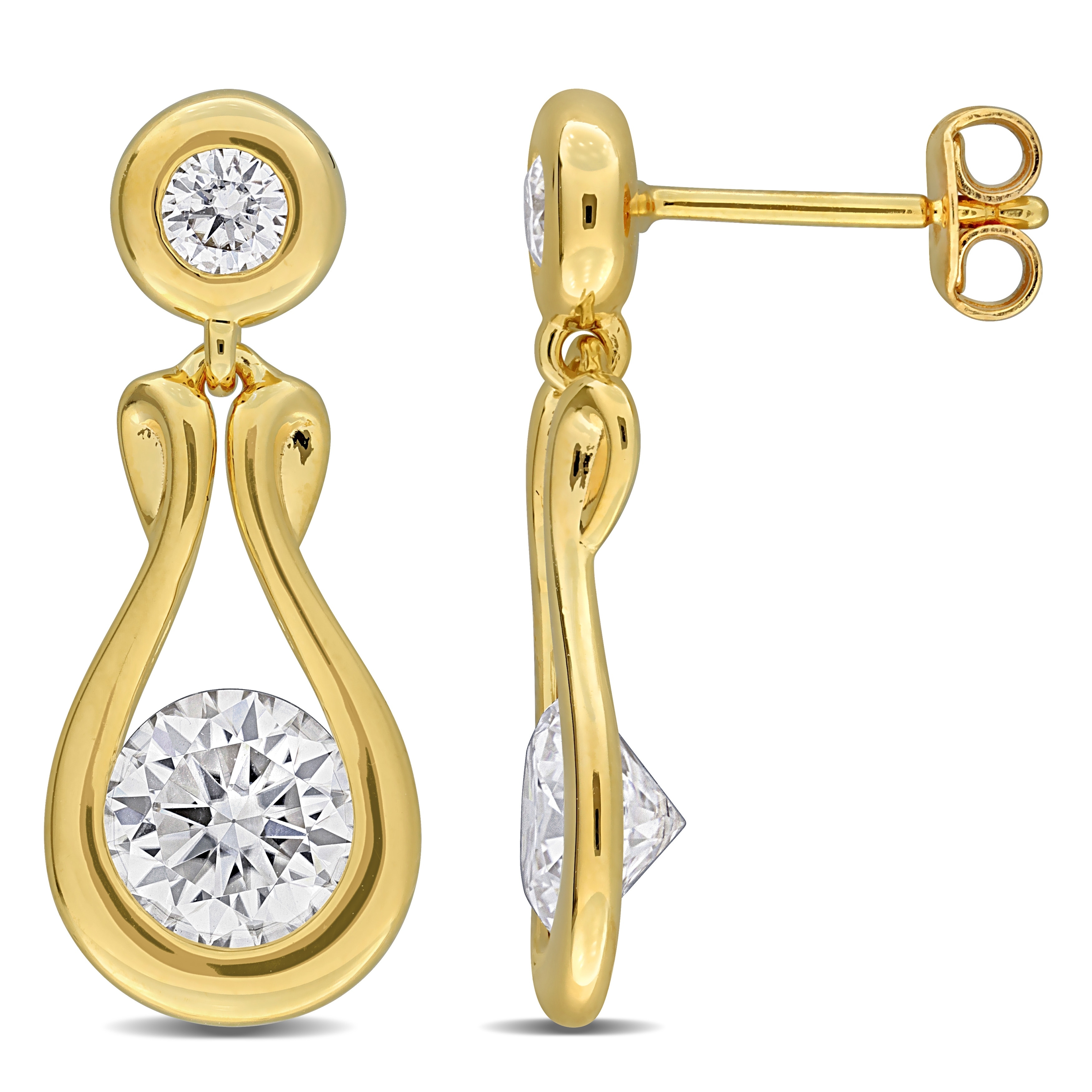 Miadora Lab Created Moissanite Drop Earrings Yellow Gold-Plated Sterling Silver (2 4/5 ct. dew.)