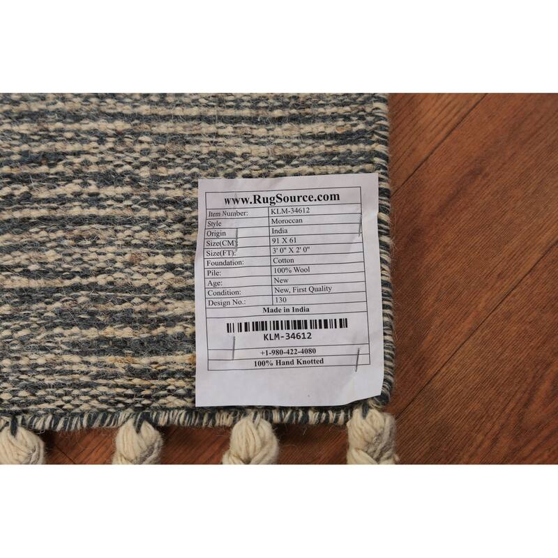 Moroccan Indian Rug Hand-Knotted Wool Carpet - 2'0"x 3'0"