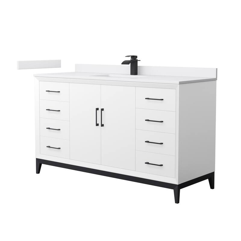 Wyndham Collection WCH818160S-VCA-UNSMXX Amici 60" Free Standing - White / White Cultured Marble Top / Matte Black