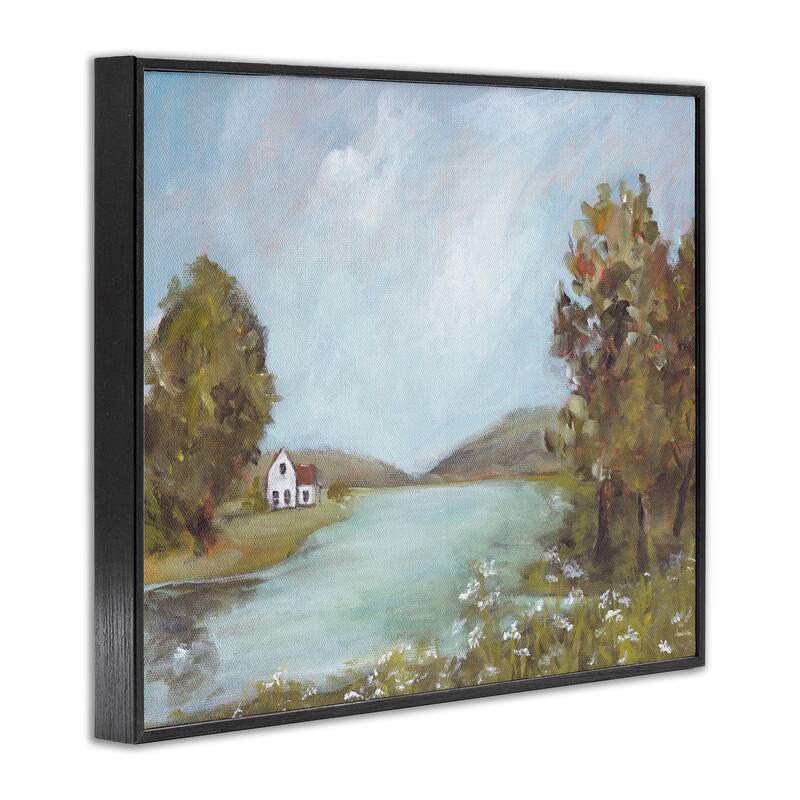 Stupell Distant Cottage Across River Framed Giclee Art Design By Amanda Hilburn