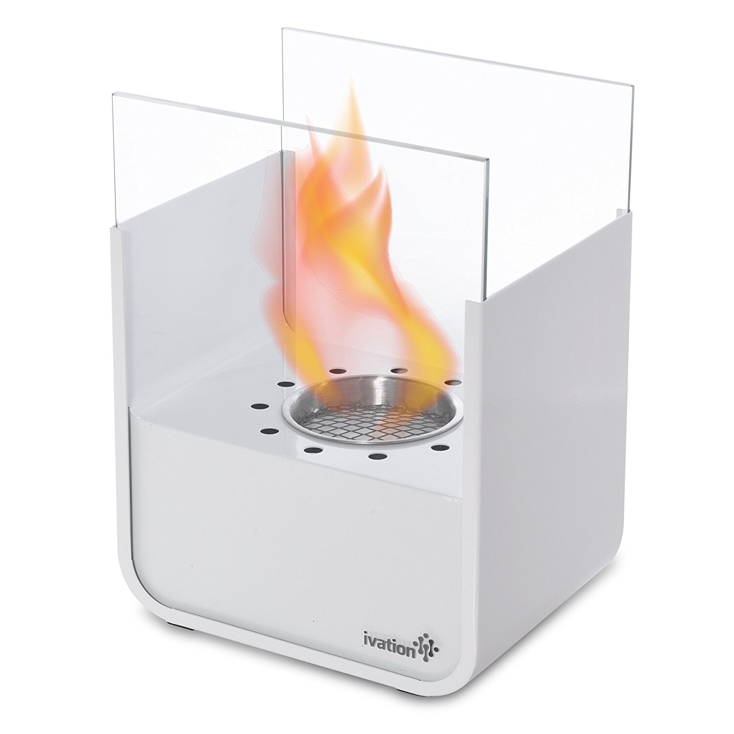 Shop Ivation Ventless Small Tabletop Fireplace White Stainless