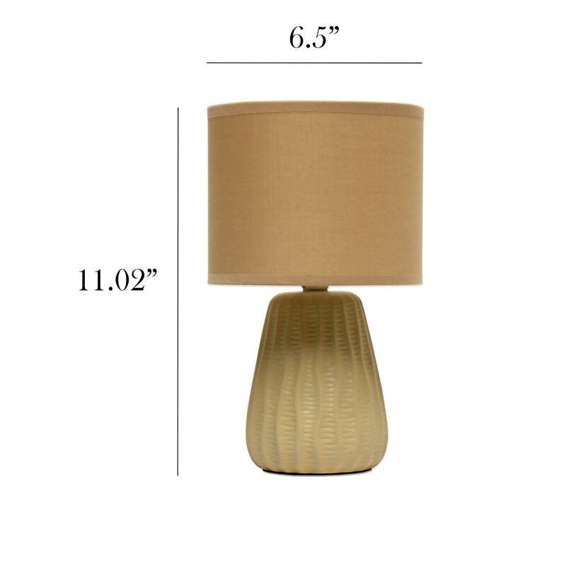 Texture Ceramic Table Desk Lamp with Drum Shade - 11" - Tan