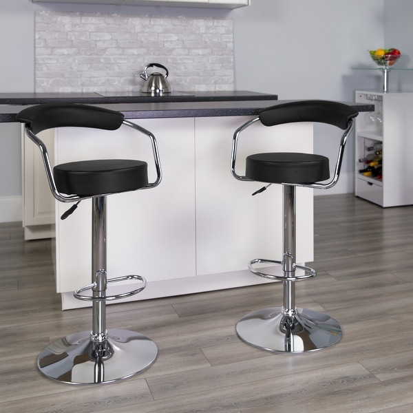 Contemporary Vinyl Adjustable Chrome Barstool - 34-42.5"H. Opens flyout.