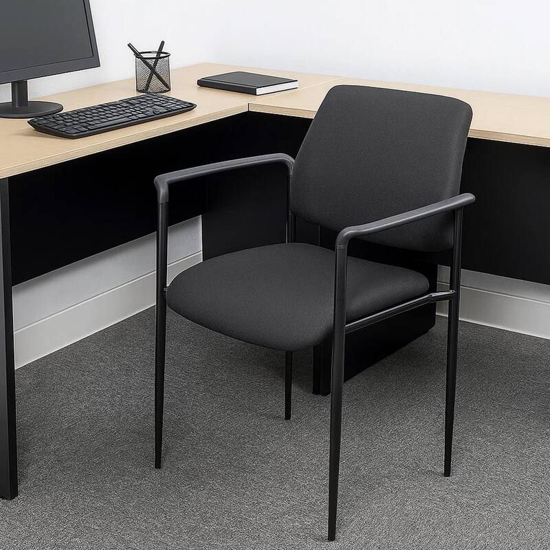 Jill Diamond Stacking Chair, Square Back, Waterfall Seat, Black Crepe