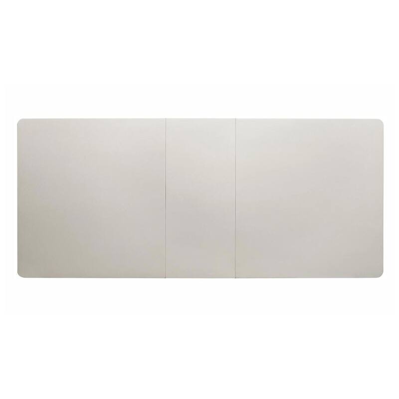 Dining Table with Extension Leaf 78-96 Inch, Silver Wood, Mirror Trim