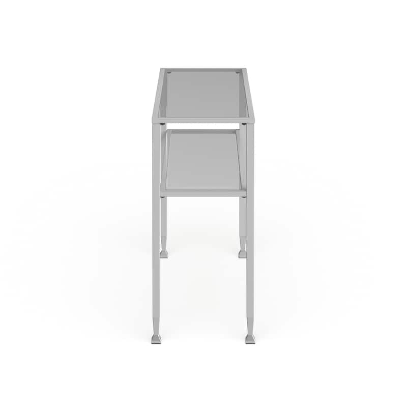 SEI Furniture Price Matte Gold Metal Console Table with Shelf and Tempered Glass