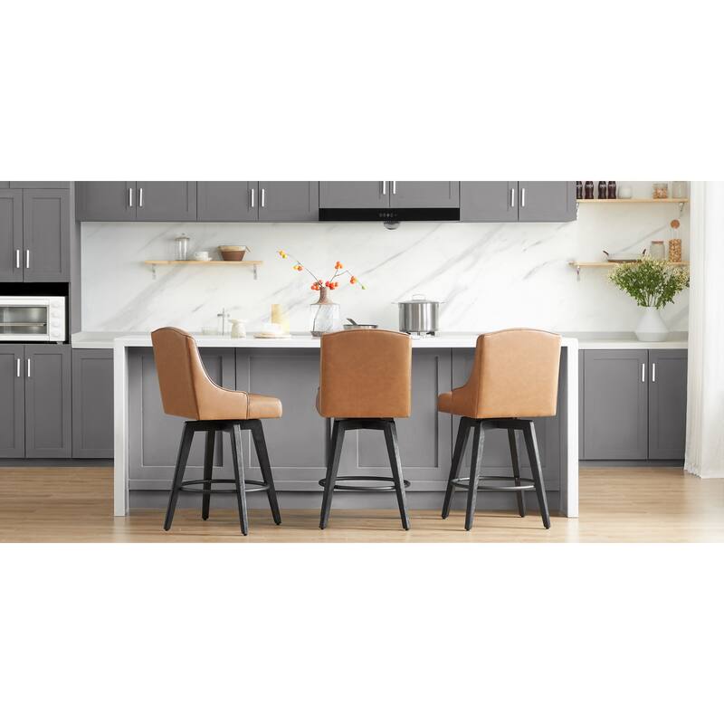 Spruce & Spring Jayden Upholstered Counter Height Swivel Barstool Set