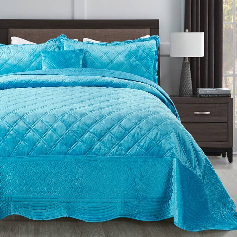 Serenta Supersoft Microplush Quilted 4 Pieces Bedspread Coverlet Set