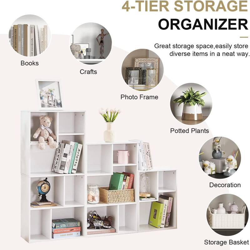 VECELO Wide Wood Organizer Bookcase Sets