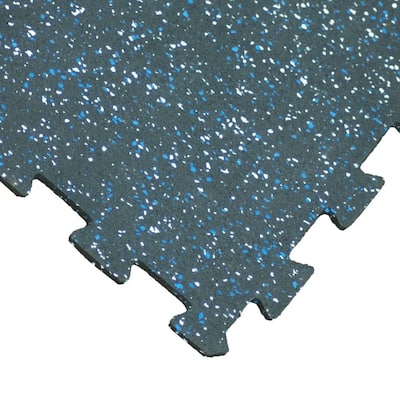 Goodyear "ReUz" Rubber Tiles -- 6mm x 20" x 20" - Blue/White Speckle - 16 Tiles (4 x 4 Packs) - 20x20