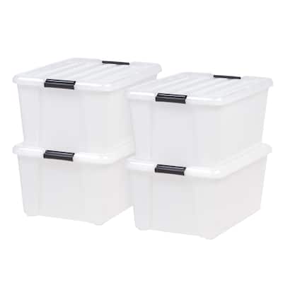 45 Qt. Buckle Up Storage Box in Pearl (4-Pack)