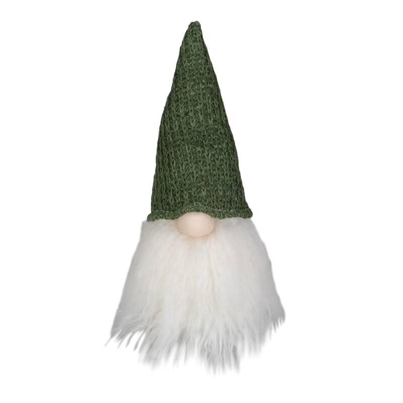 11" LED Lighted Plush Green Knit Gnome Christmas Figure