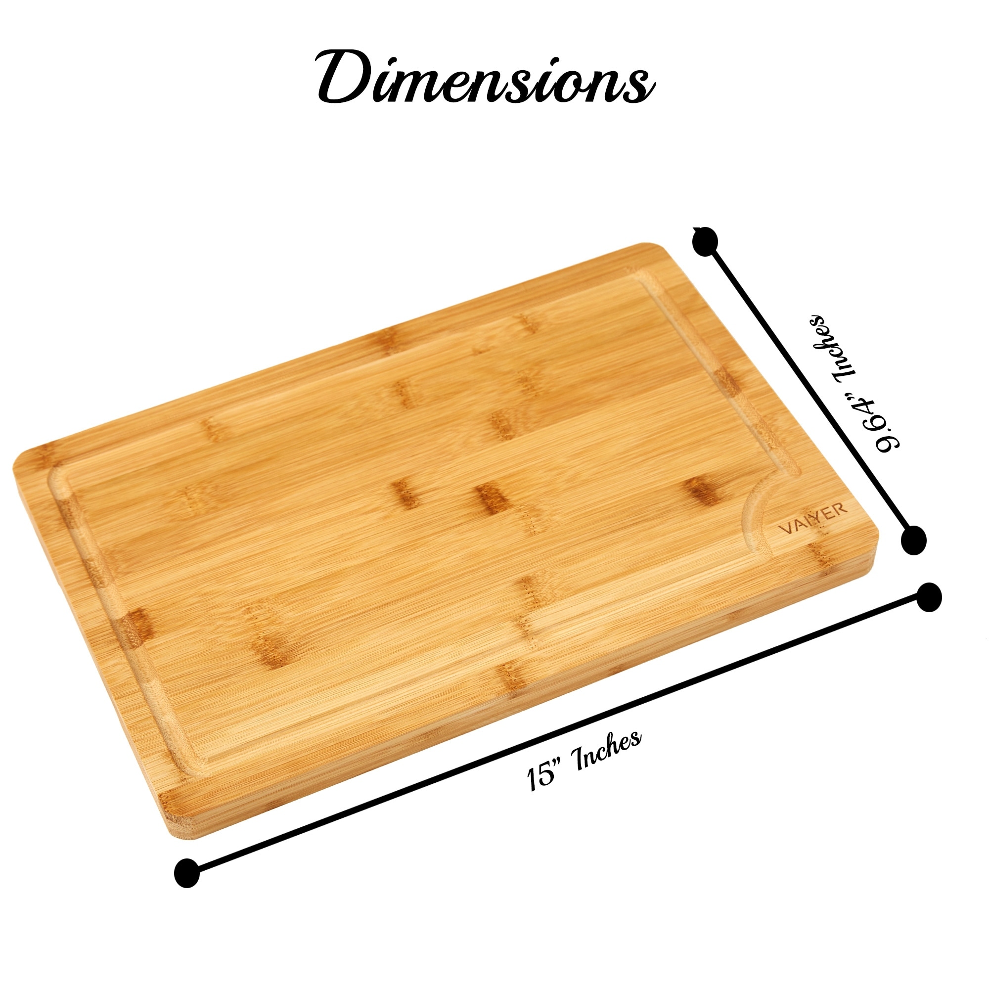Heim Concept Organic Bamboo Cutting Board and Serving Tray with Drip Groove