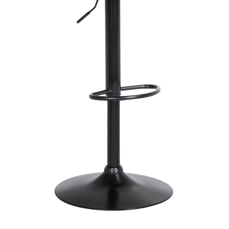 Lydia Upholstered Adjustable Wood Bar Stool with Black Metal Base