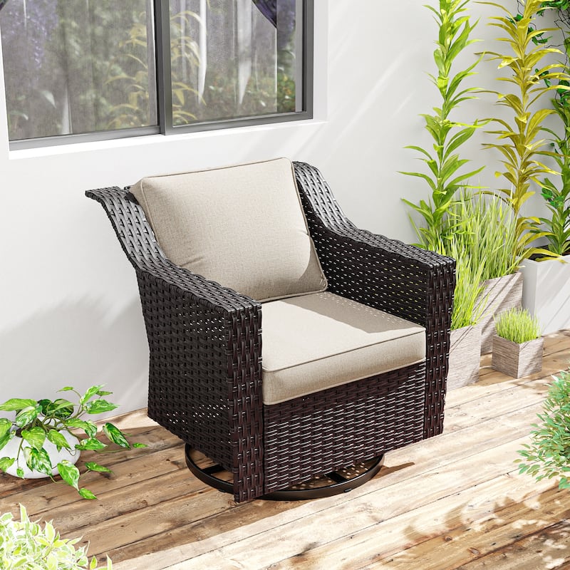 Cozywor Outdoor Patio Swivel Rattan Rocking Wicker Chair - N/A