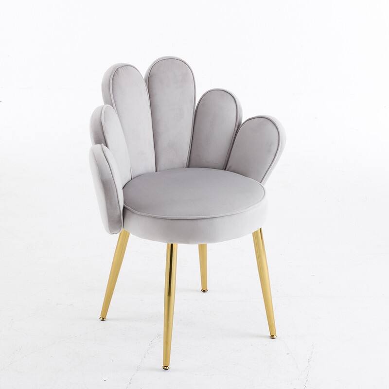Scalloped Petal Velvet Accent Chair with Pillows