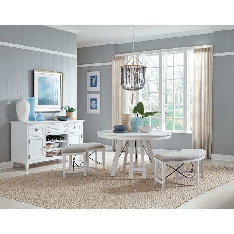 Magnussen Home Heron Cove Chalk White And Dovetail Grey Upholstered Side Chair Two Pack - 19.75''W x 23.25''D x 40''H