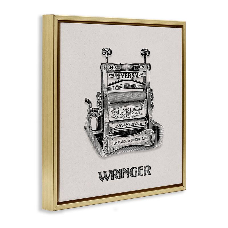 Stupell Antique Clothes Wringer Framed Floater Canvas Wall Art Design By Val Rhodes