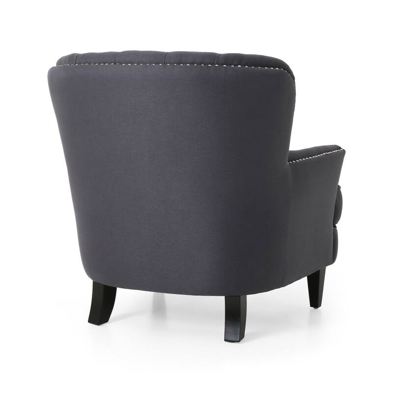 Grey Fabric Club Chair & Ottoman Set - Modern Lounge Seating