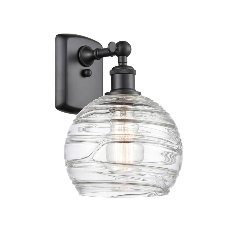 Innovations Lighting Deco Swirl 13" Tall Bathroom Sconce - Matte Black / Clear